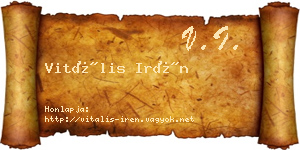 Vitális Irén névjegykártya